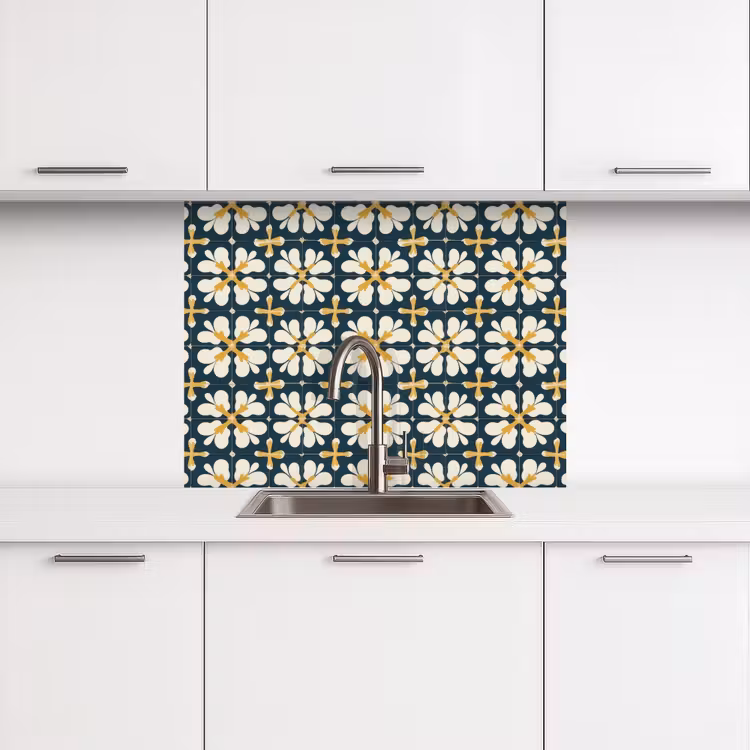 Crédence cuisine - Motif - Carrelage - Jaune ocre — 3