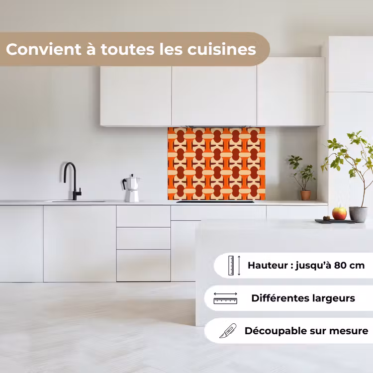 Crédence cuisine - Géométrique - Rétro - Orange — 6
