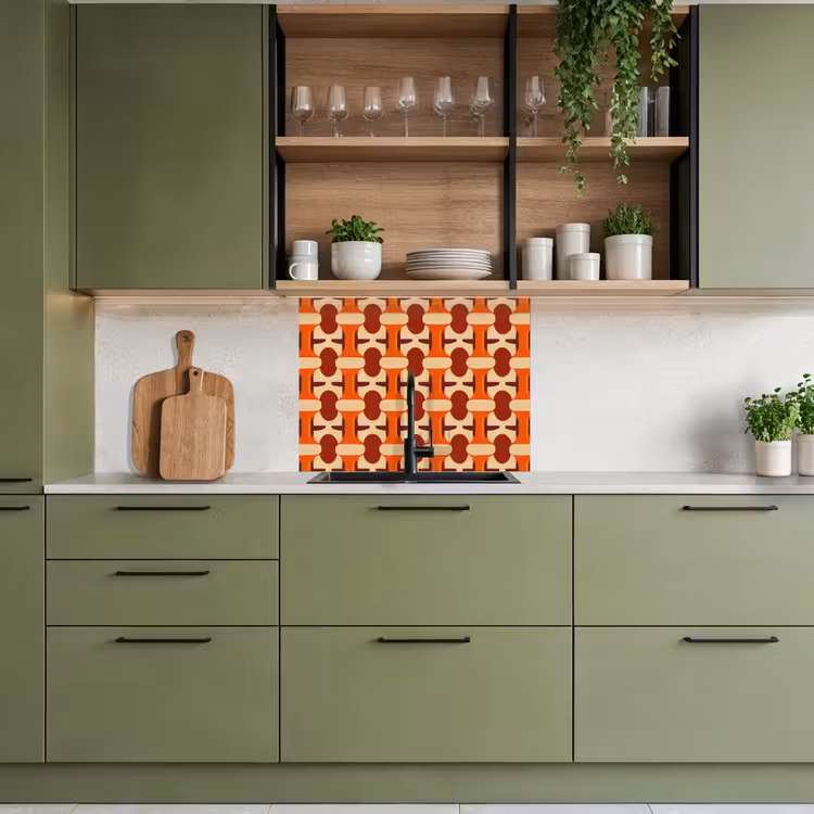 Crédence cuisine - Géométrique - Rétro - Orange — 7