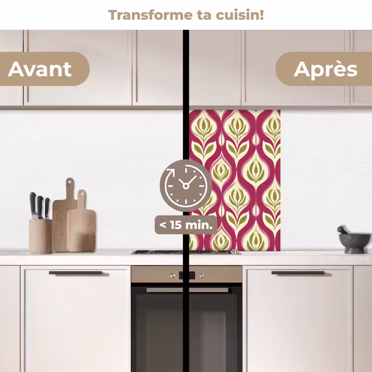 Crédence cuisine - Rétro - Floral - Violet — 2