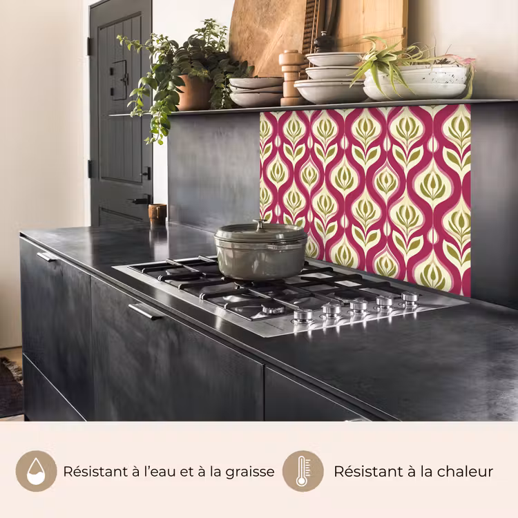 Crédence cuisine - Rétro - Floral - Violet — 4