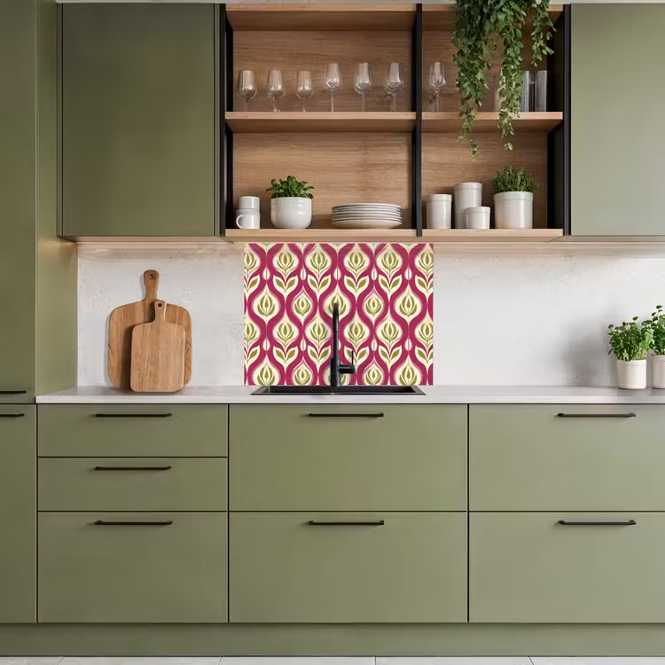 Crédence cuisine - Rétro - Floral - Violet — 7