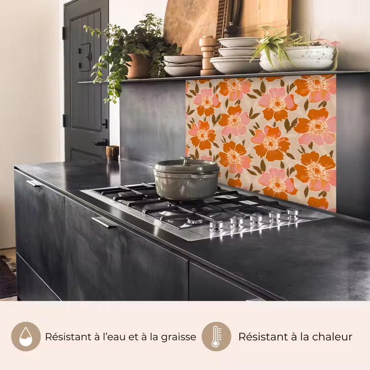 Crédence cuisine - Fleurs - Motif - Rétro — 4