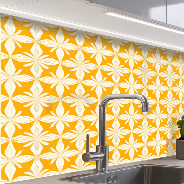 Crédence cuisine - Motif - Rétro - Jaune — 1