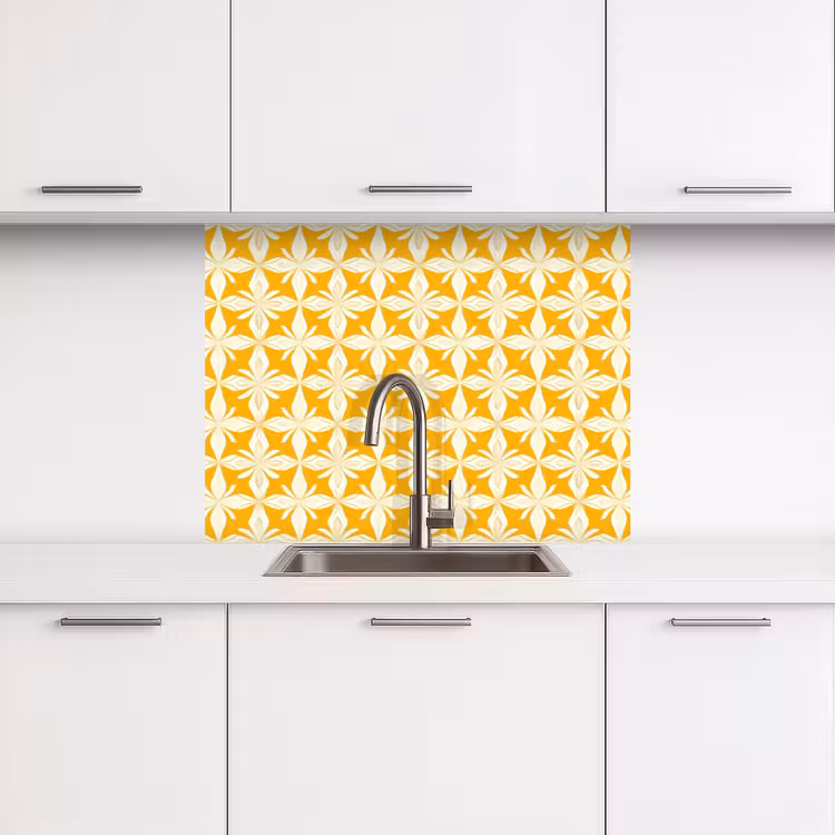 Crédence cuisine - Motif - Rétro - Jaune — 3