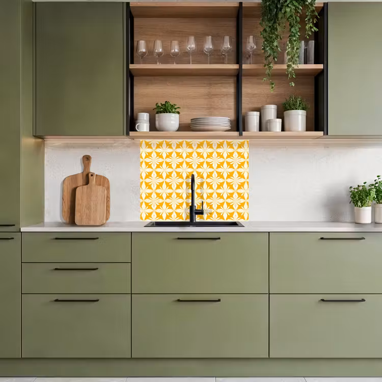 Crédence cuisine - Motif - Rétro - Jaune — 7