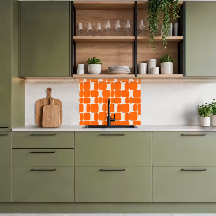 Crédence cuisine - Motif - Rétro - Orange — 7