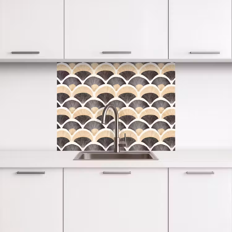 Crédence cuisine - Ventilateur - Motif - Noir - Beige — 3