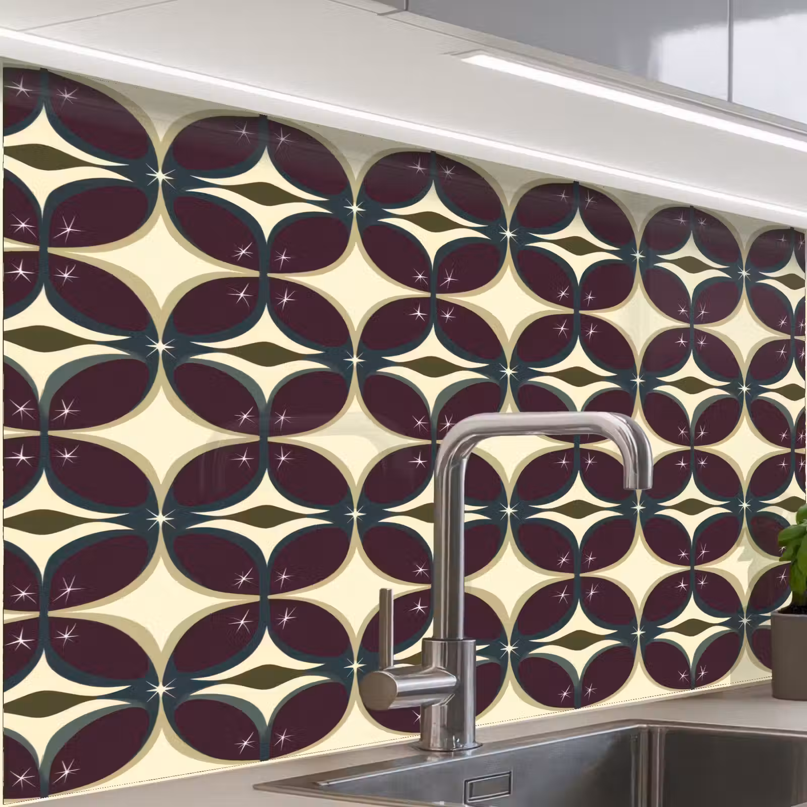 Crédence cuisine - Cercle - Rétro - Coloré — 1