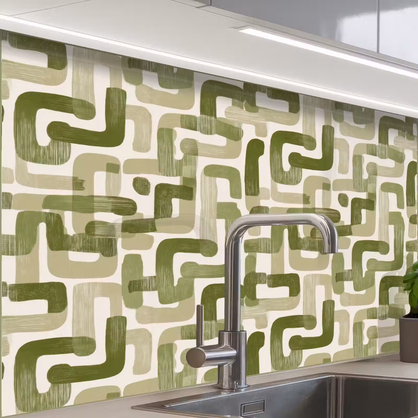 Crédence cuisine - Moderne - Graphique - Vert — 1