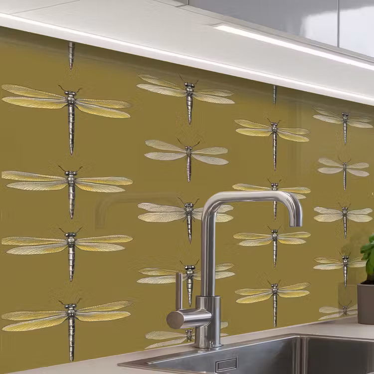 Crédence cuisine - Libellules - Motif - Vert — 1