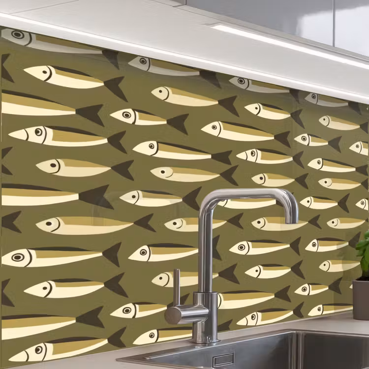 Crédence cuisine - Poisson - Motif - Vert — 1