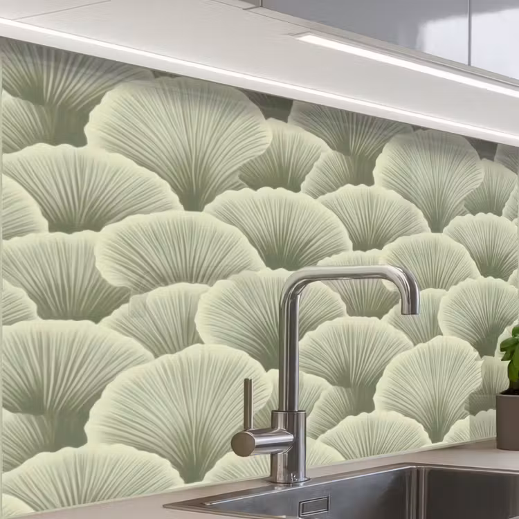 Crédence cuisine - Eventail - Feuille - Vert — 1