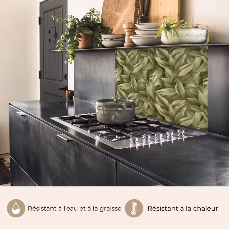 Crédence cuisine - Feuilles - Moderne - Vert — 4