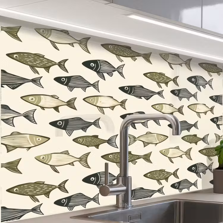 Crédence cuisine - Poissons - Classique - Vert — 1