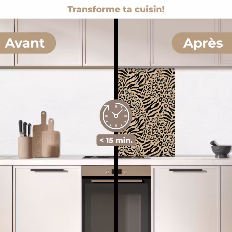 Crédence cuisine - Girafe - Zèbre - Motif - Marron — 2