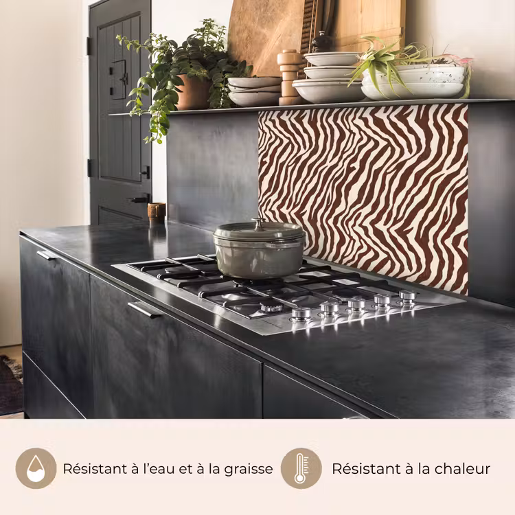 Crédence cuisine - Zèbre - Motif - Noir - Blanc — 4