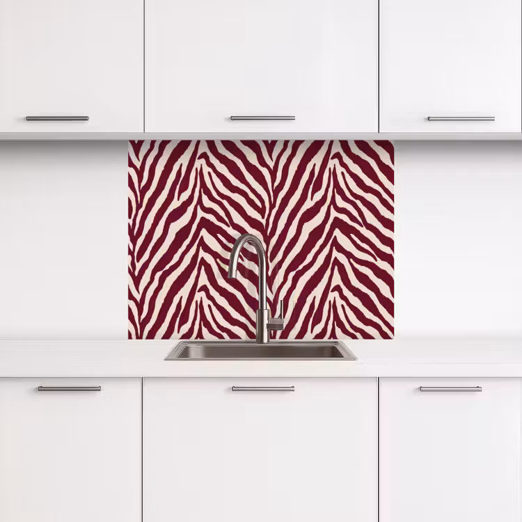 Crédence cuisine - Zebra - Motif - Bordeaux - Rouge — 3