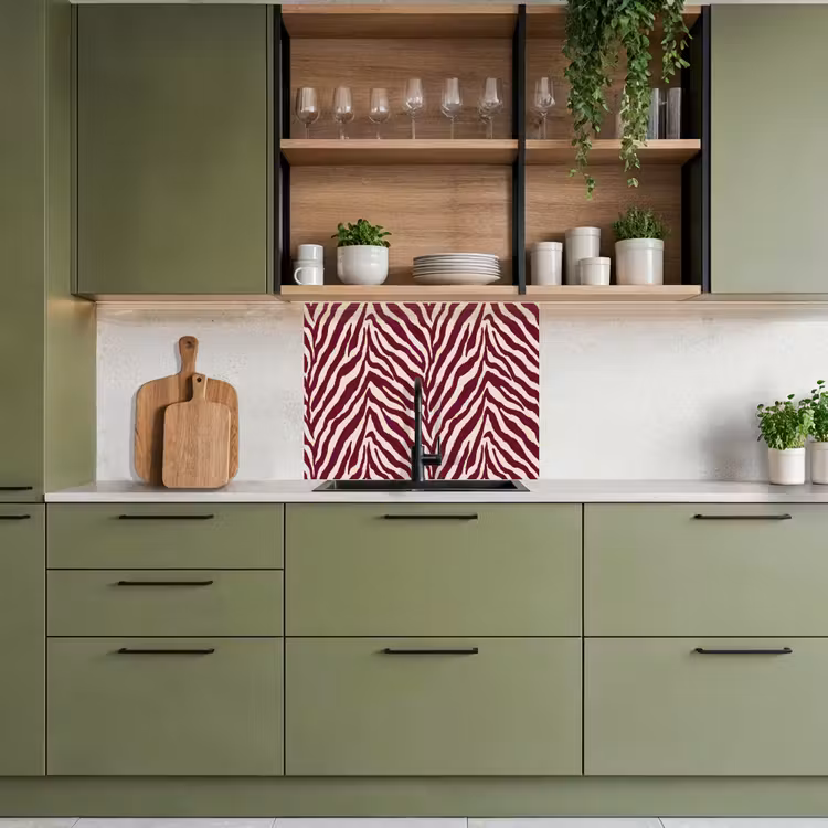 Crédence cuisine - Zebra - Motif - Bordeaux - Rouge — 7
