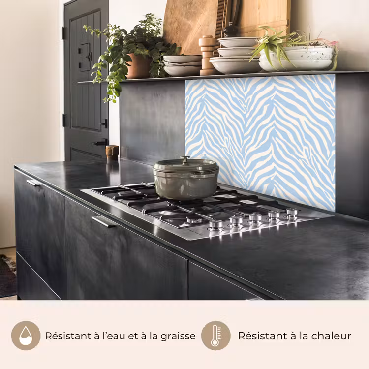 Crédence cuisine - Zèbre - Motif - Bleu - Blanc — 4