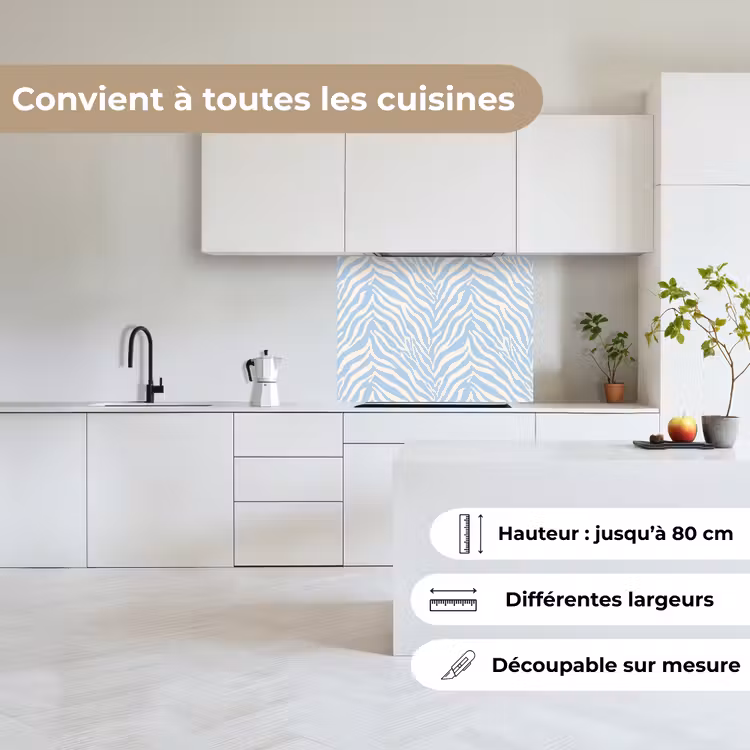 Crédence cuisine - Zèbre - Motif - Bleu - Blanc — 6