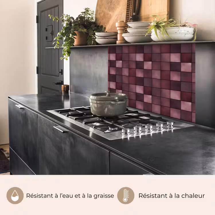 Crédence cuisine - Carré - Carrelage - Motif - Violet — 4