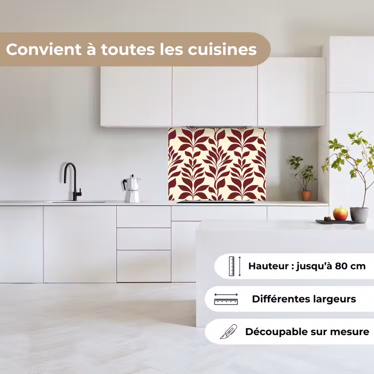 Crédence cuisine - Abstrait - Feuilles - Bourgogne — 6