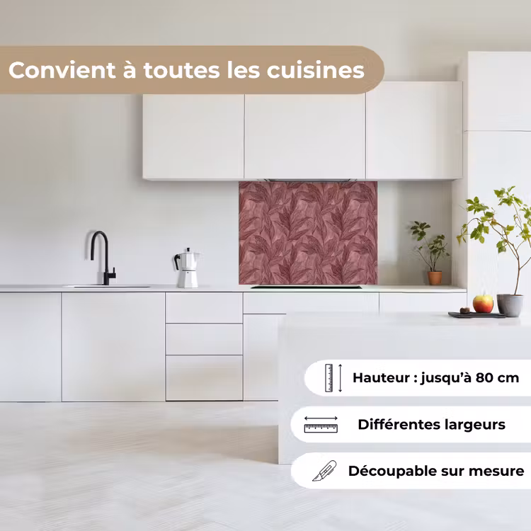 Crédence cuisine - Feuilles - Motif - Violet — 6