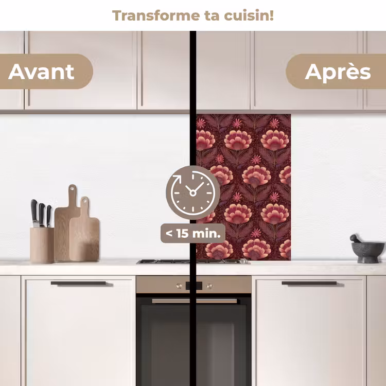 Crédence cuisine - Fleurs - Eventail - Violet — 2