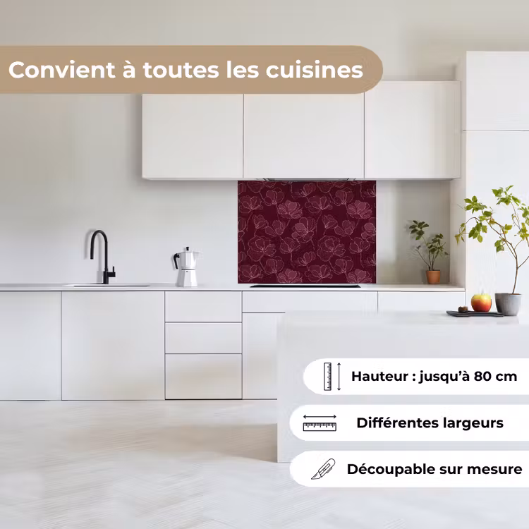 Crédence cuisine - Fleurs - Motif - Bourgogne — 6