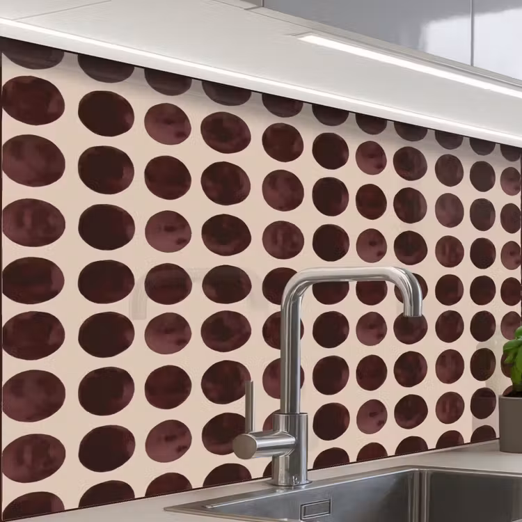 Crédence cuisine - Pois - Motif - Marron — 1