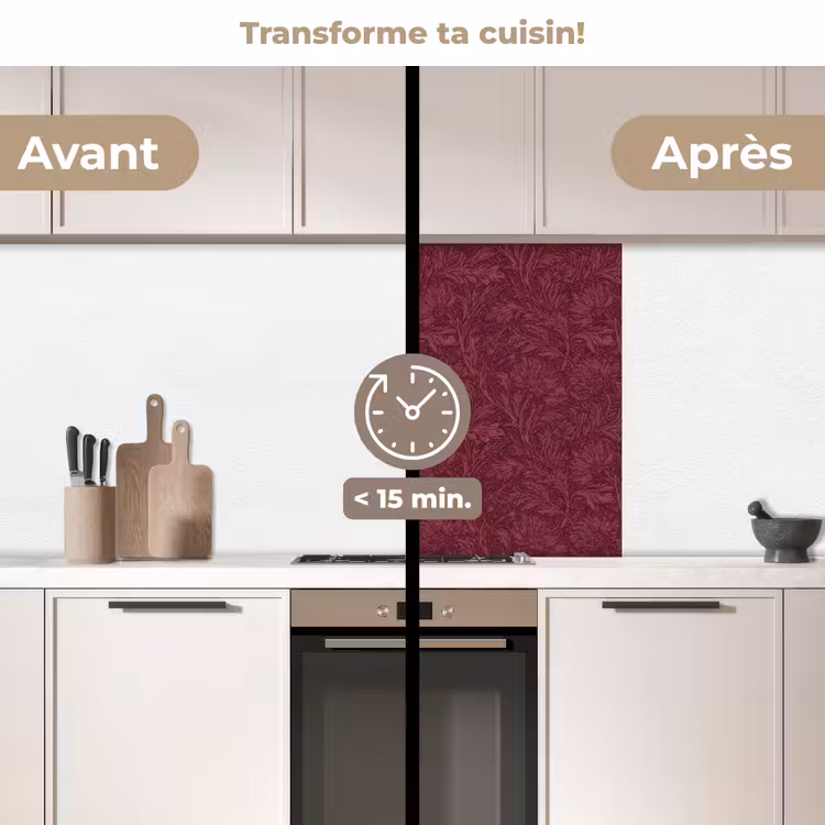 Crédence cuisine - Feuilles - Motif - Violet — 2