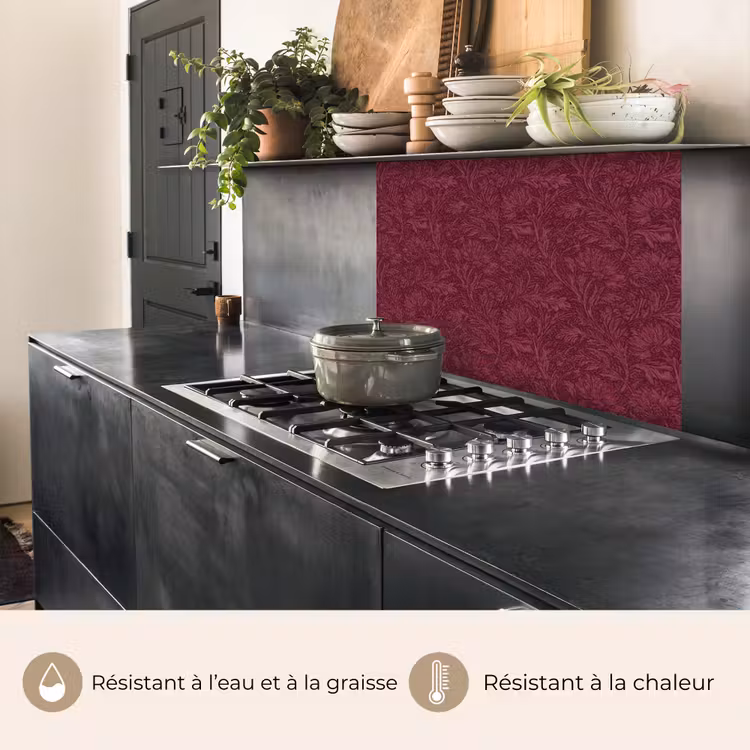 Crédence cuisine - Feuilles - Motif - Violet — 4