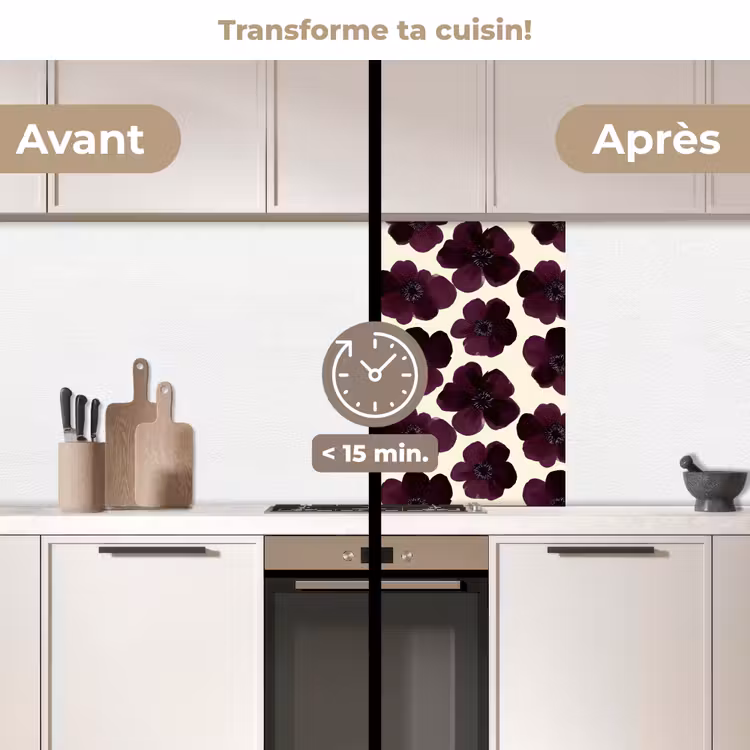 Crédence cuisine - Fleurs - Aquarelle - Violet — 2