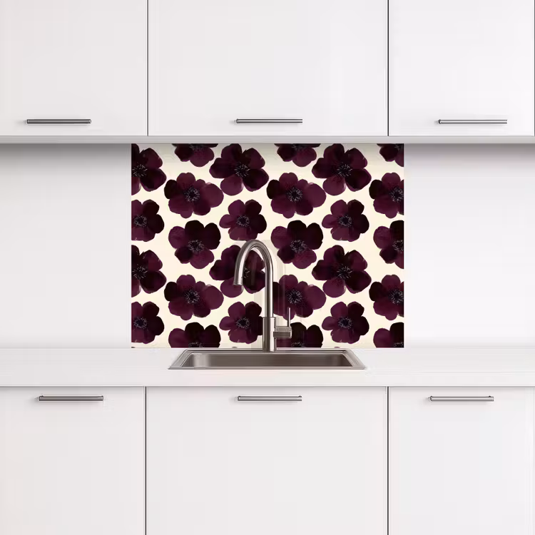 Crédence cuisine - Fleurs - Aquarelle - Violet — 3