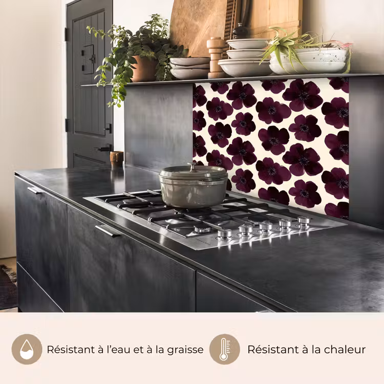 Crédence cuisine - Fleurs - Aquarelle - Violet — 4