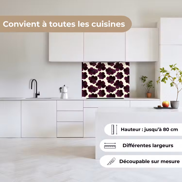 Crédence cuisine - Fleurs - Aquarelle - Violet — 6