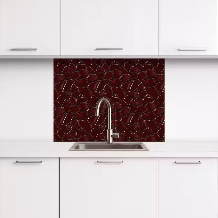 Crédence cuisine - Mosaïque - Carrelage - Rouge bourgogne — 3