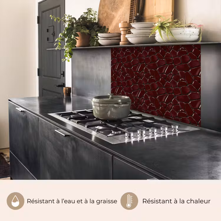 Crédence cuisine - Mosaïque - Carrelage - Rouge bourgogne — 4