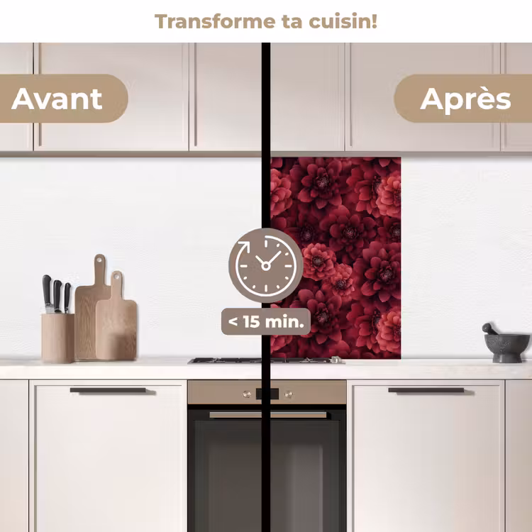 Crédence cuisine - Dahlias - Fleurs - Rouge — 2