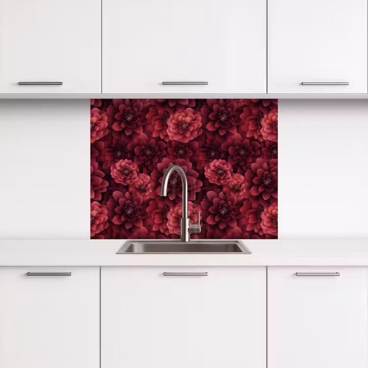 Crédence cuisine - Dahlias - Fleurs - Rouge — 3