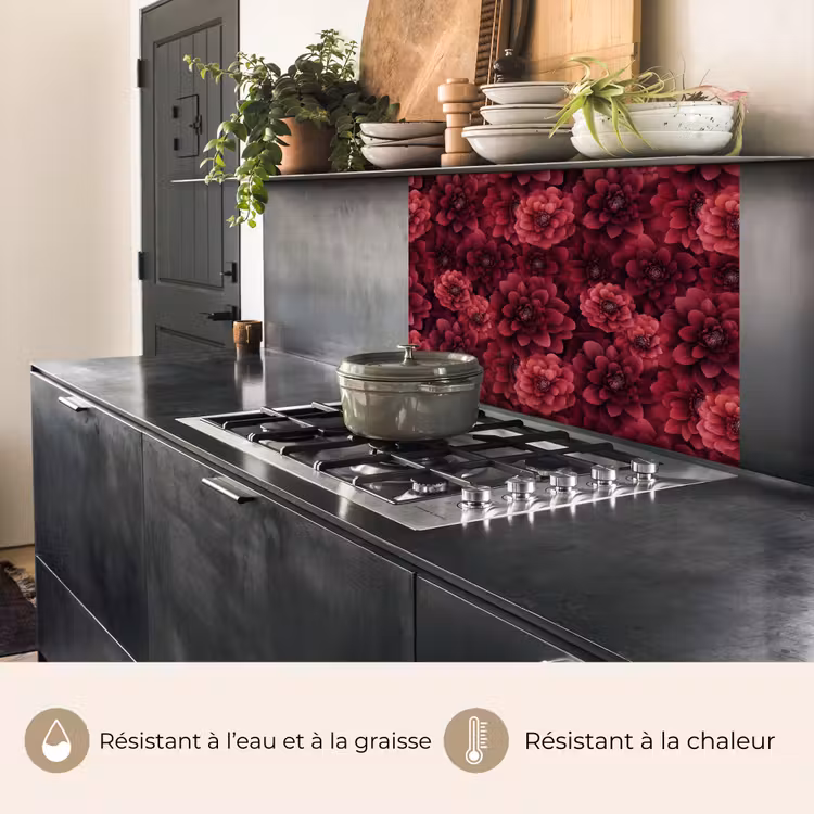 Crédence cuisine - Dahlias - Fleurs - Rouge — 4
