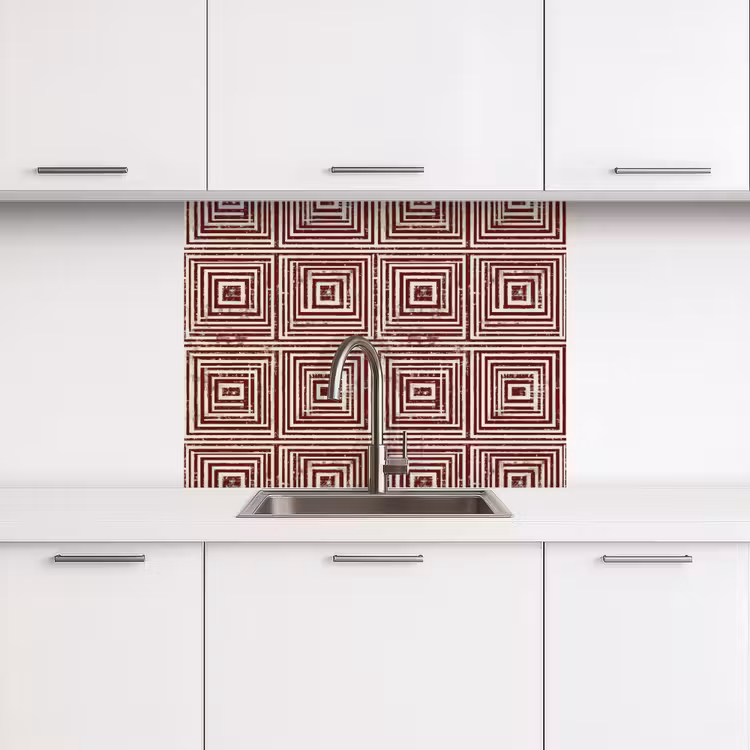 Crédence cuisine - Géométrique - Motif - Rouge — 3