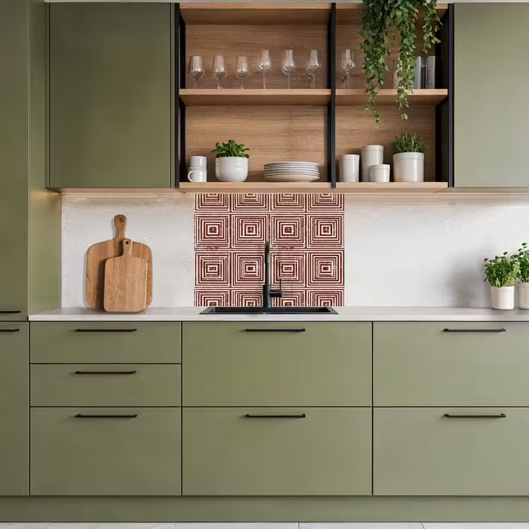 Crédence cuisine - Géométrique - Motif - Rouge — 7