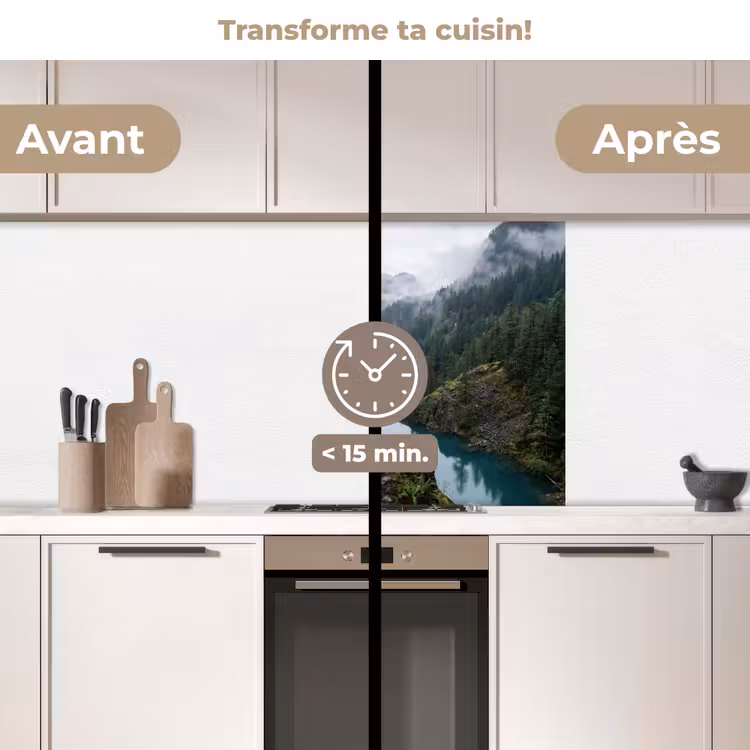Crédence cuisine - Cascade - Arbres - Montagnes — 2
