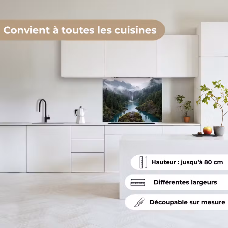 Crédence cuisine - Cascade - Arbres - Montagnes — 6