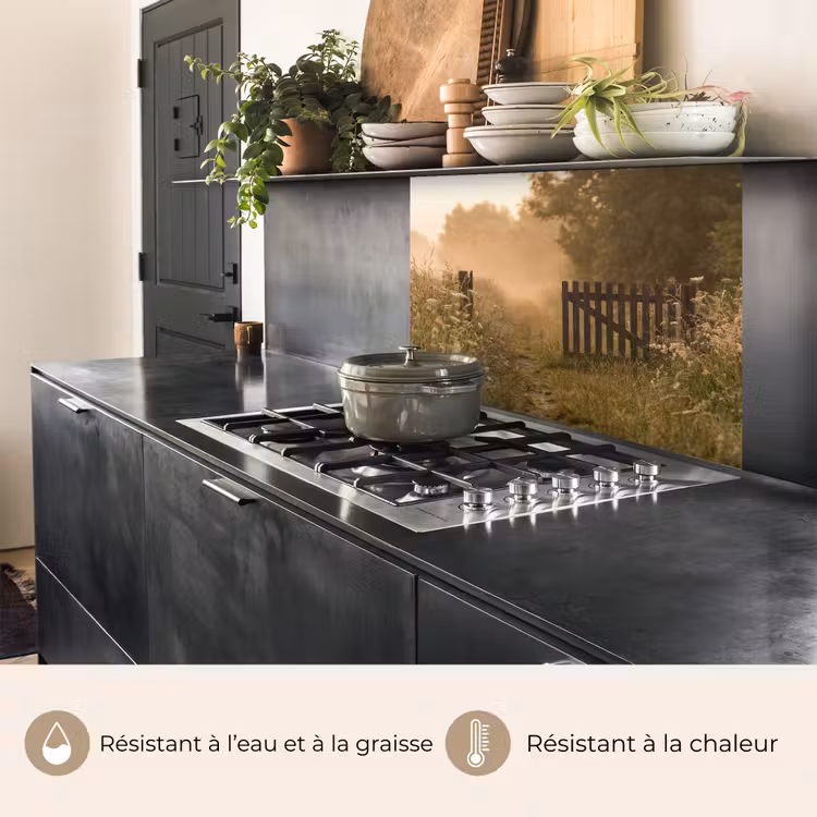Crédence cuisine - Clôture - Nature - Brouillard - Champ — 4