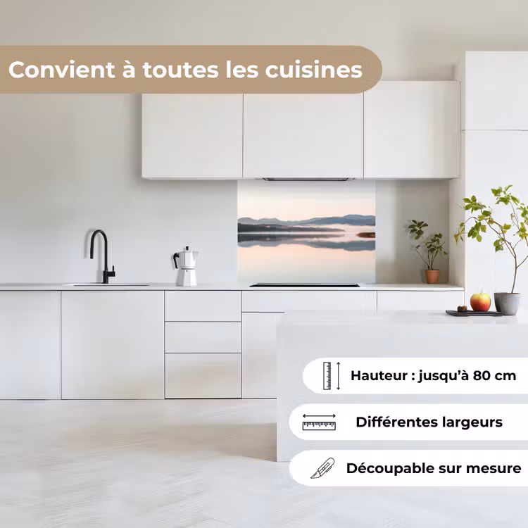 Crédence cuisine - Eau - Arbres - Couche de brouillard — 6