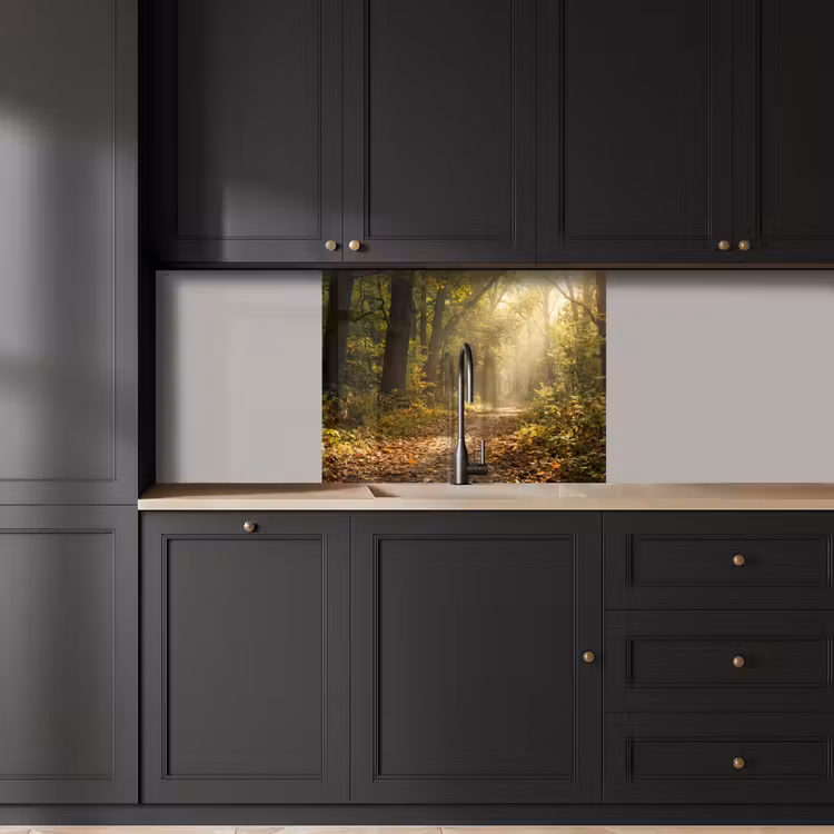 Crédence cuisine - Lumière du soleil - chemin forestier - arbres — 5