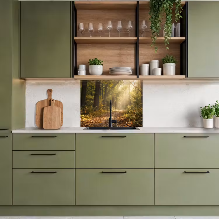 Crédence cuisine - Lumière du soleil - chemin forestier - arbres — 7